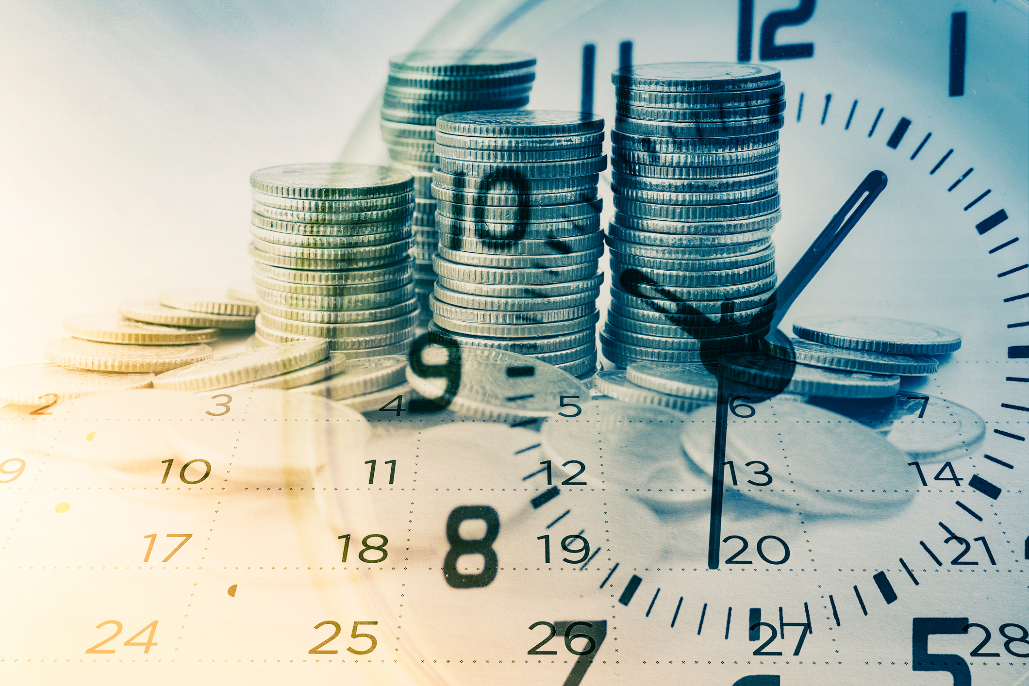 time to value shown with money, calendar and clock