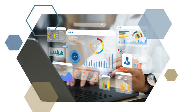 graphic showing graphs, charts, data